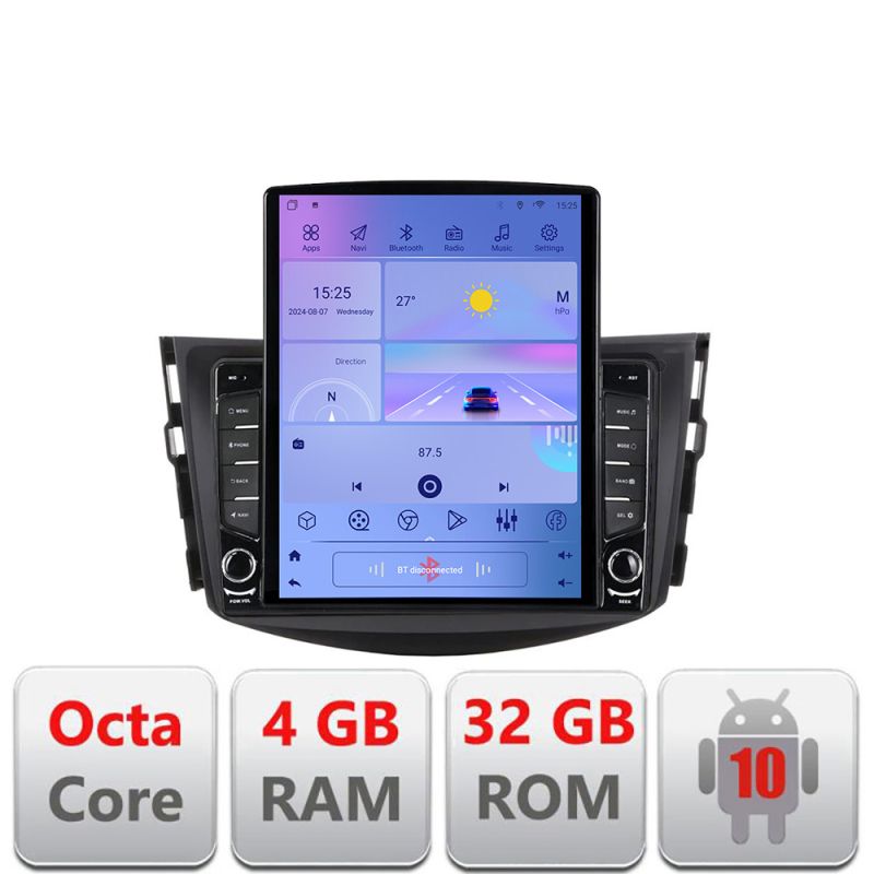 Navigatie Toyota RAV4 G-018 ecran tip TESLA 9.7" cu Android Radio Bluetooth Internet GPS WIFI 4+32GB DSP 4G Octa Core