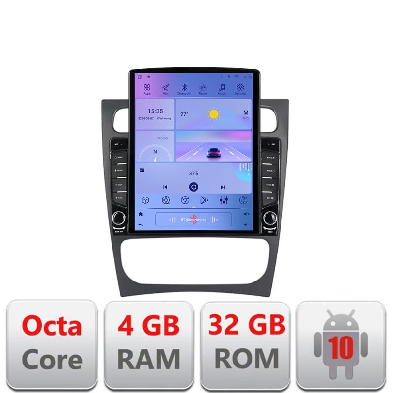 Navigatie Mercedes C W203 2000-2004 G-clk ecran tip TESLA 9.7" cu Android Radio Bluetooth Internet GPS WIFI 4+32GB DSP
