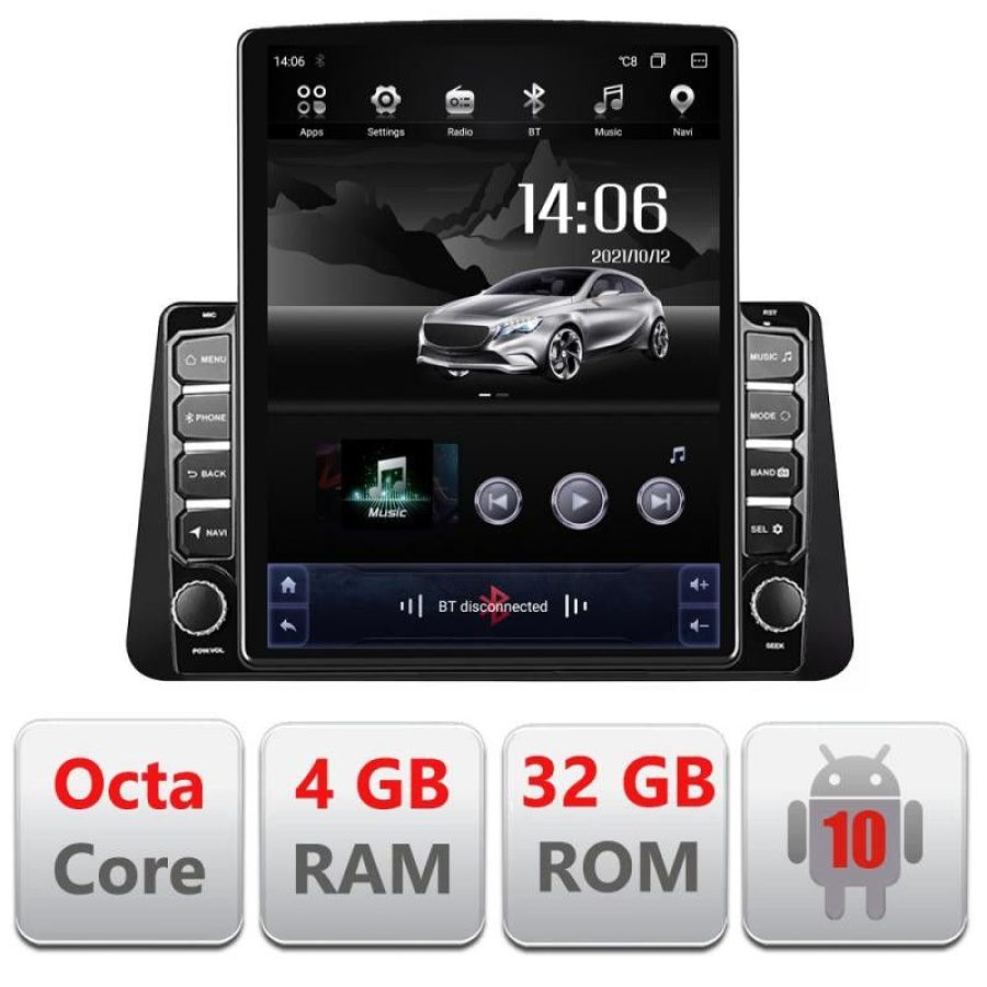 Navigatie Nissan Micra intre anii 2014-2019 Android radio gps internet Octa Core 4+64 LTE Kit-micra+EDT-E709 - imagine 2