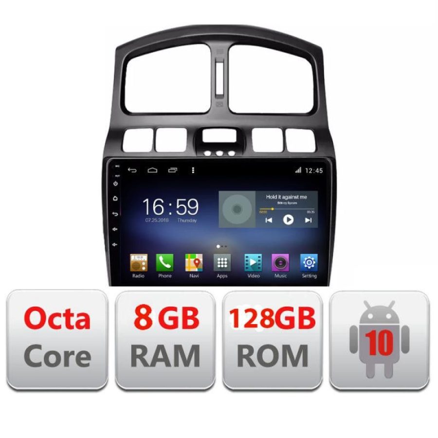 Navigatie HHyundai Santa Fe 2000-2006 Android radio gps internet Octa Core 8+128 LTE Kit-santafe-old+EDT-E609 - imagine 2