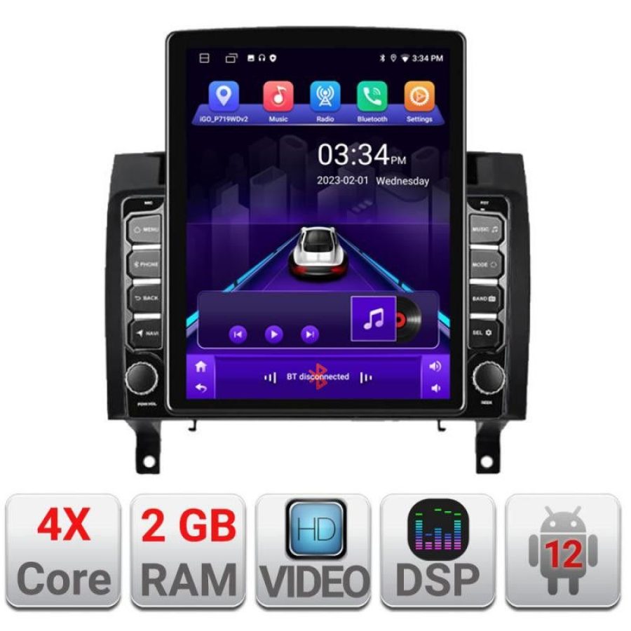 Navigatie Mercedes SLK 2004-2011 K-SLK ecran tip TESLA 9.7" cu Android Radio Bluetooth Internet GPS WIFI 2+32 DSP Quad - imagine 2