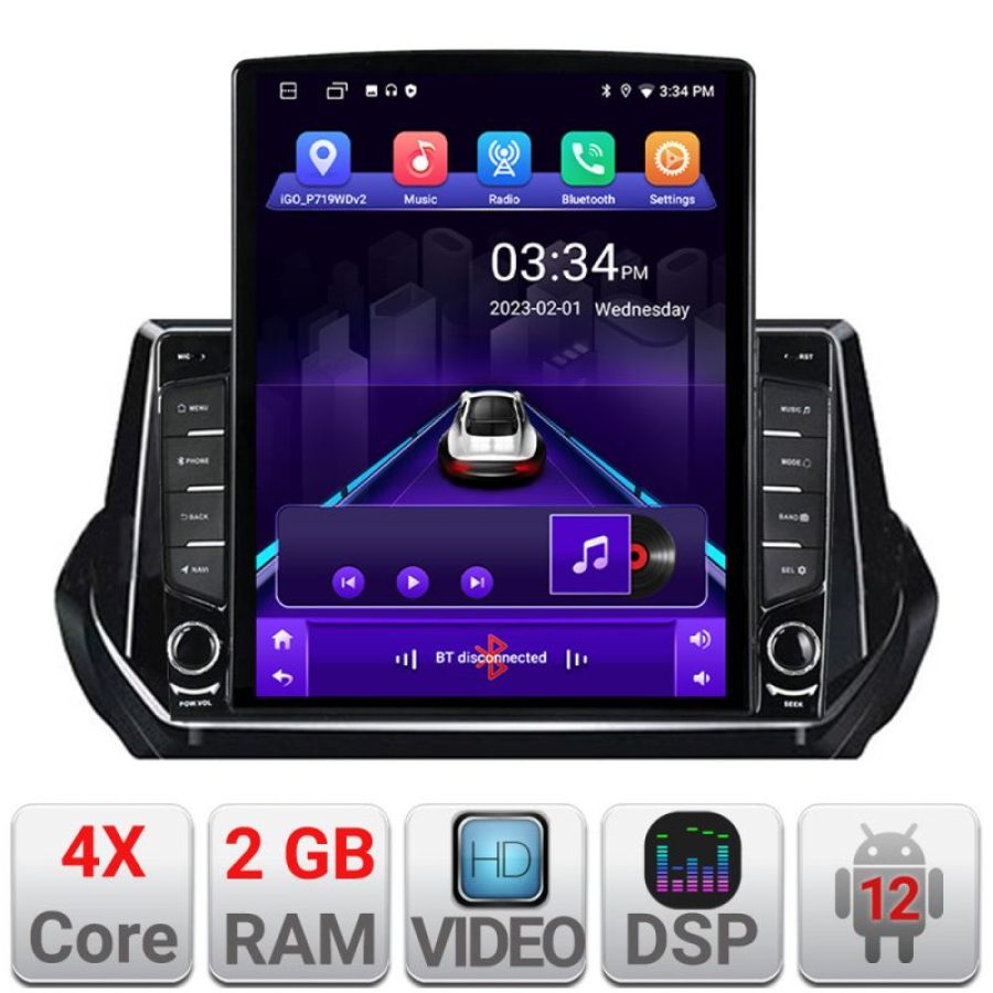 Navigatie Peugeot 2008 2020- Android radio gps internet quad core 2+32 ecran vertical 9.7" Kit-209-2020+EDT-E708 - imagine 3