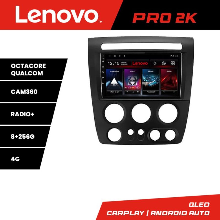 Navigatie Hummer H3 8 core QLED 2K 8+256 360 Quad Core Android Waze USB Navigatie Internet Youtube Radio Lenovo