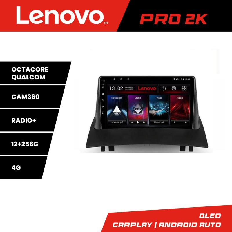 Navigatie Renault Megane 2 Lenovo Kit-098 8 core QLED 2K 12+256 360 Android Waze USB Navigatie Internet Youtube Radio