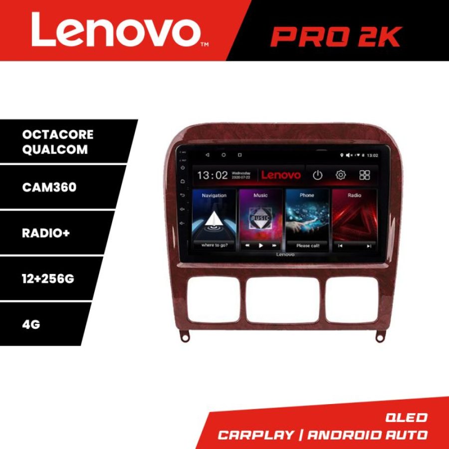 Navigatie Mercedes Clasa S 1998-2005 Lenovo Kit-220 8 core QLED 2K 12+256 360 Android Waze USB Navigatie Internet Youtube Radio