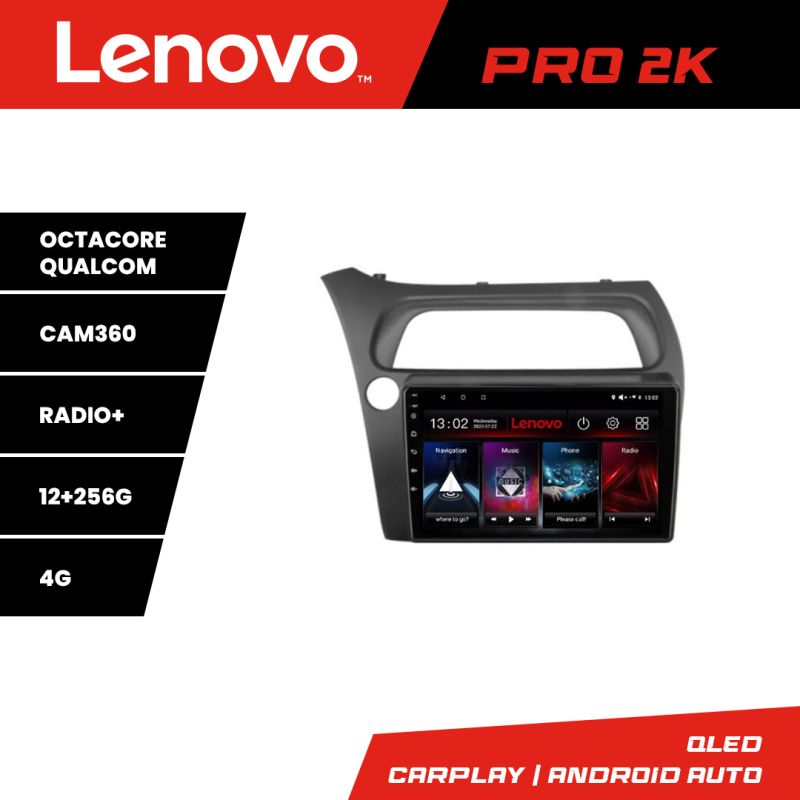 Navigatie Honda Civic Hatchback 2006-2012 Lenovo Kit-hatchback 8 core QLED 2K 12+256 360 Android Waze USB Navigatie Internet Youtube Radio