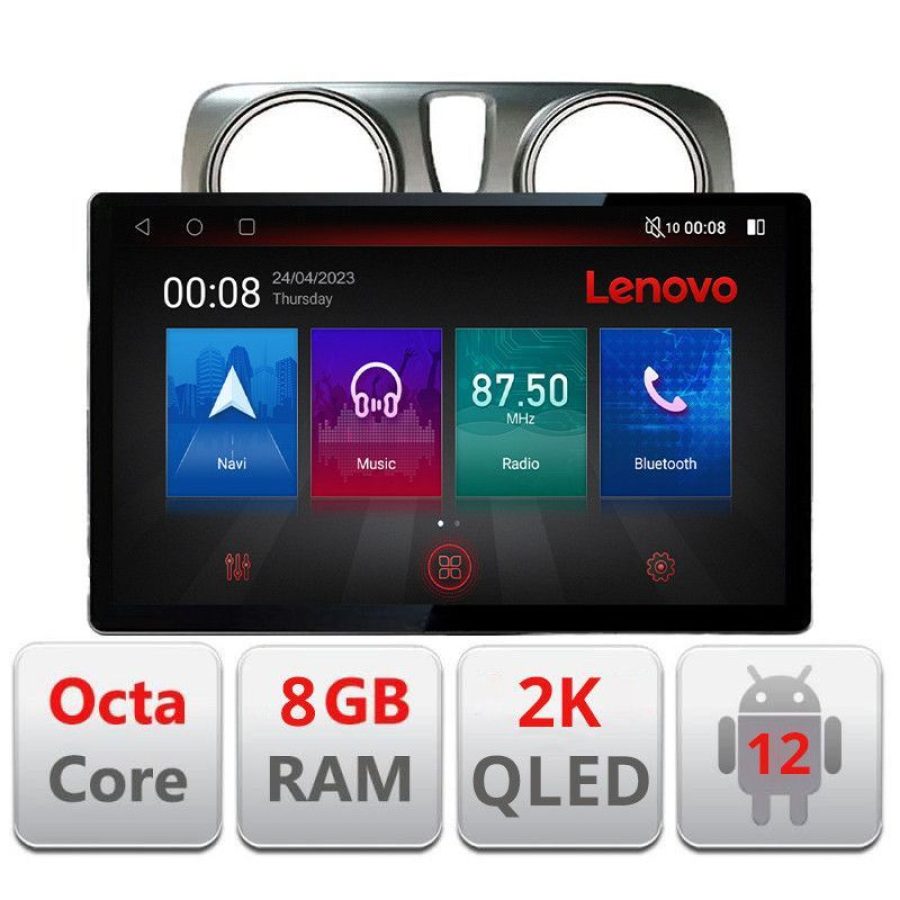 Navigatie Dacia Dokker ecran 13" 2K 8+128 Android Waze USB Navigatie 4G 360 Toslink Youtube Radio kit- - imagine 3