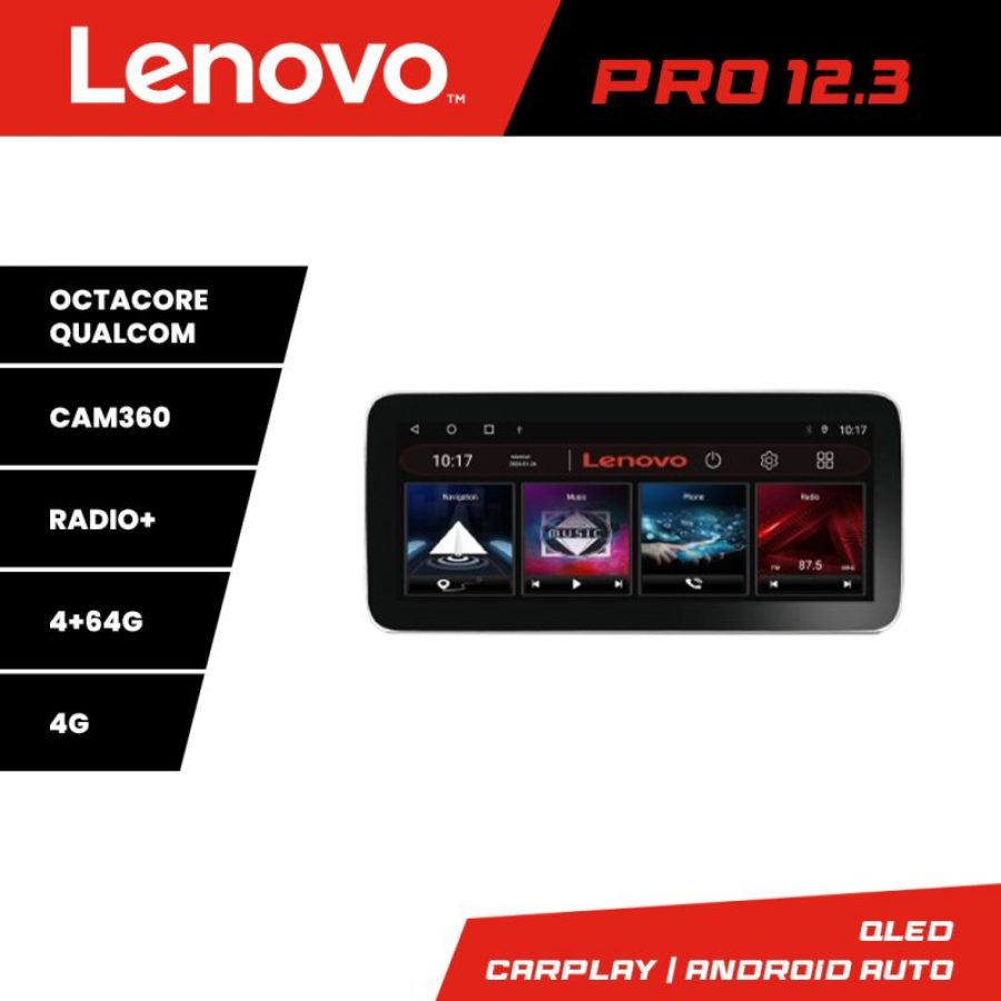 Navigatie Mercedes GLK 2011-2014 NTG4.5 Lenovo PRO 4+64 12.3 inch qled android 4G DSP gps internet  Kit-w204-N45 - imagine 2