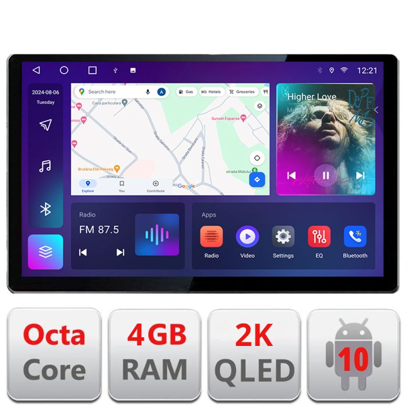 Navigatie dedicata Edonav Peugeot Bipper, Citroen Nemo, Fiat Qubo 2008-2017, Ecran 2K QLED 13",Octacore,4Gb RAM,32Gb Hdd,4G,360,DSP,Carplay,Bluetooth EDT-E413