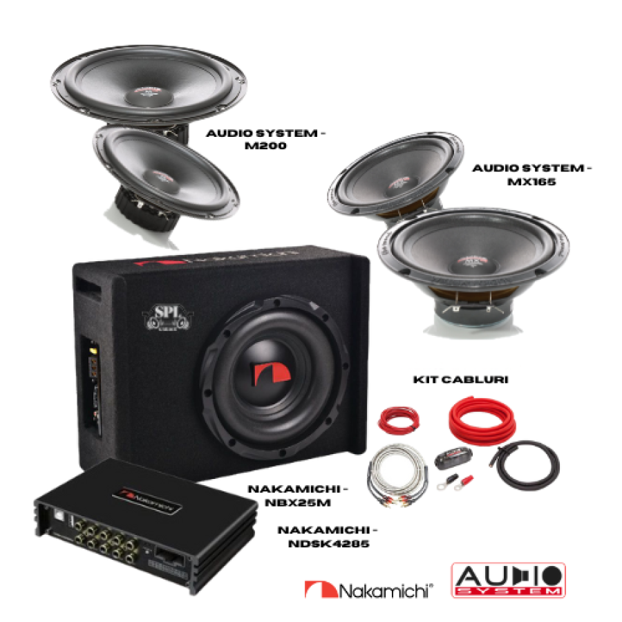 Pachet Difuzoare Auto cu Amplificare si Subwoofer
