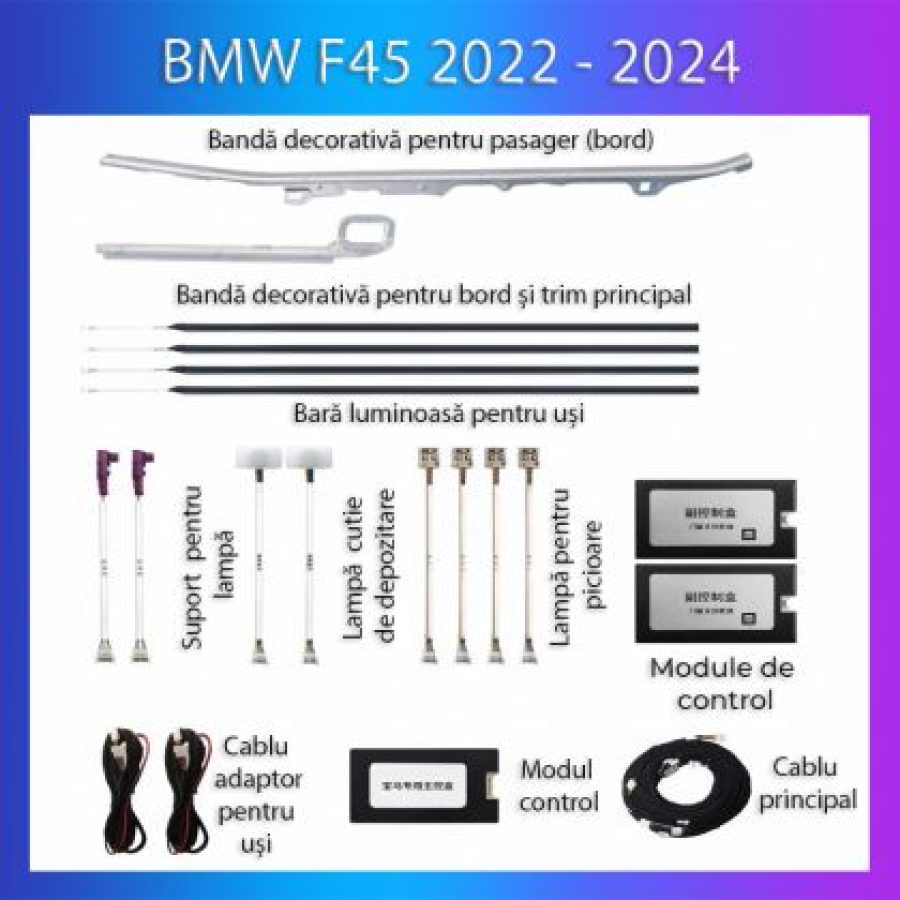 Lumini Ambientale BMW Seria 2 2022-2024 dedicat set complet control telefon sau sistem original - imagine 4