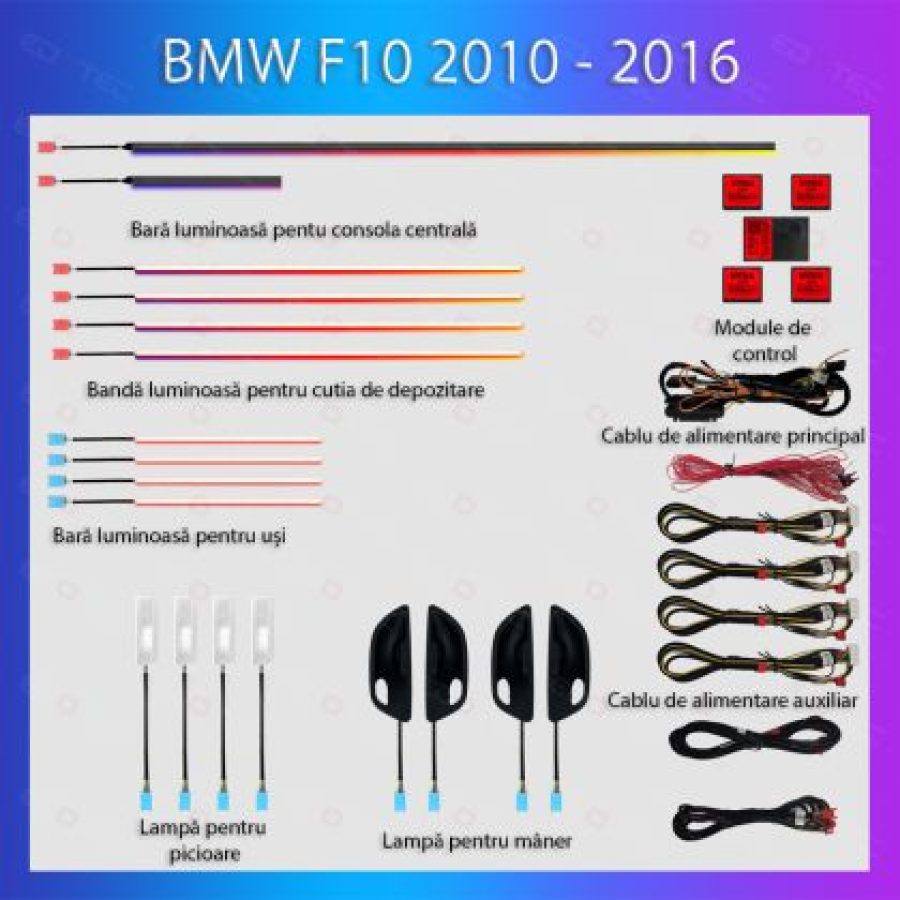 Lumini ambientale  BMW Seria 5 (F10) 2012-2017 set complet control telefon sau sistem original - imagine 5