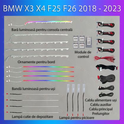 Lumini ambientale BMW X3/X4 (G01/G08) 2018-2022 set complet control telefon sau sistem original - imagine 5