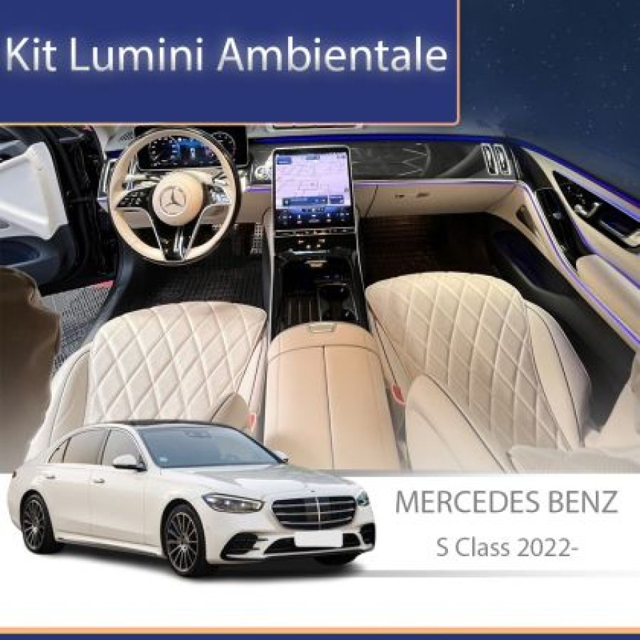 Lumini ambientale Mercedes W223-02-LONG 2022-2025 dedicat capace boxe control telefon sau sistem original - imagine 2