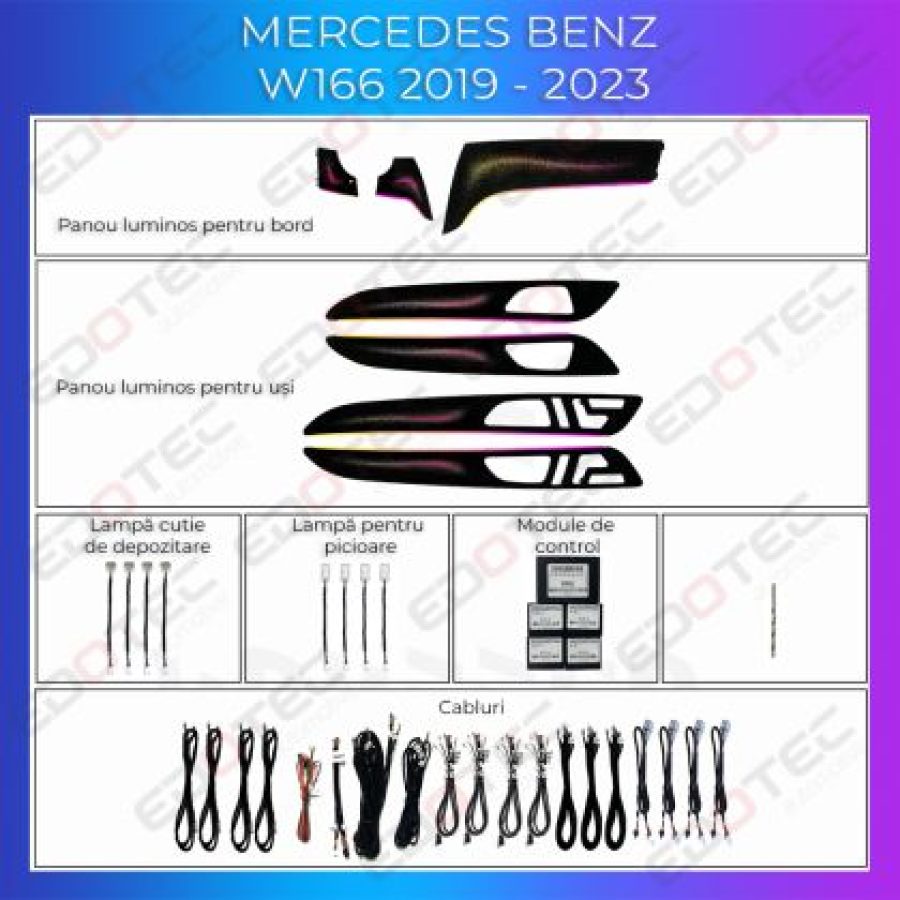 Lumini Ambientale trimuri usi si picioare Mercedes GLE GLS W166 control pe sistemul original sau telefon - imagine 3