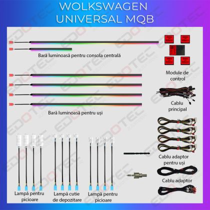 Lumini ambientale VW Universal MQB control telefon sau sistem original - imagine 2