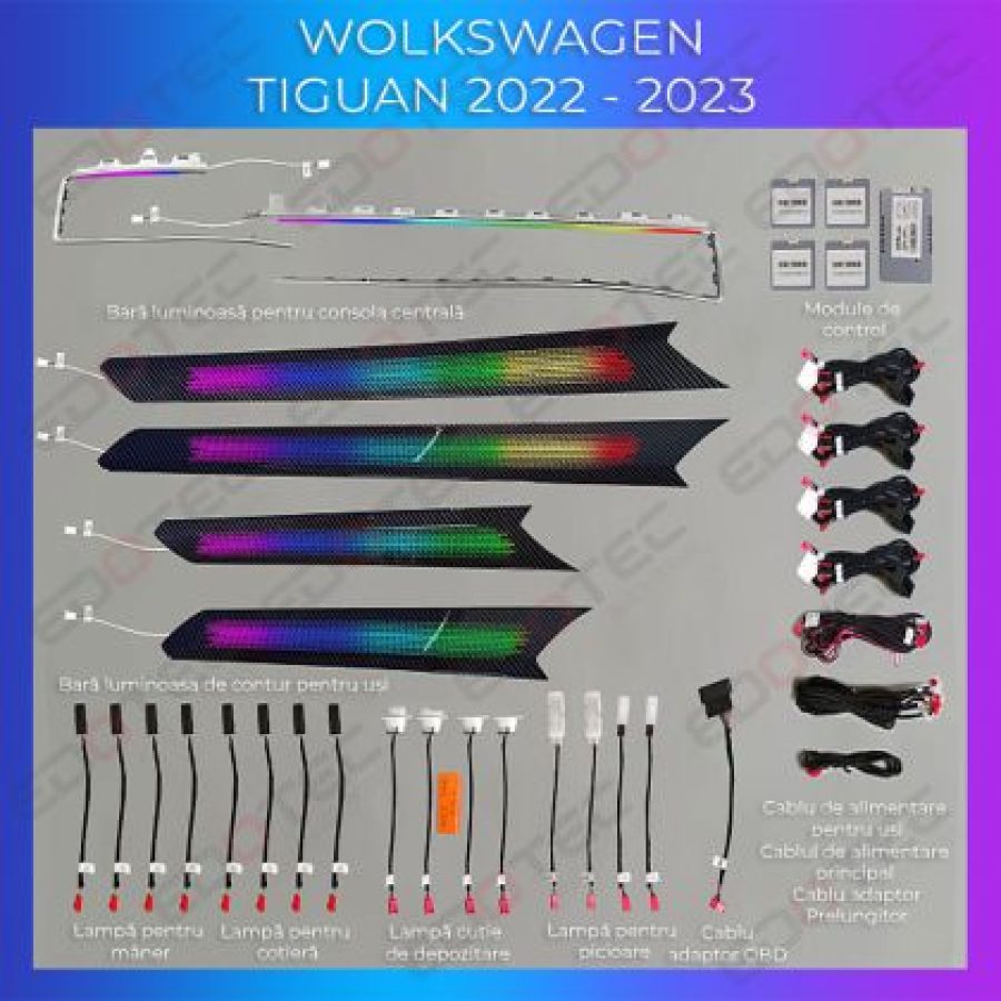 Lumini ambientale VW Tiguan 2022-2023 trimuri control telefon sau sistem original - imagine 2