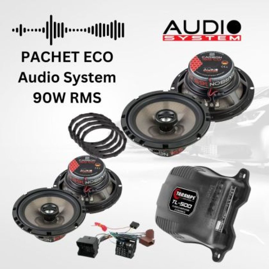 Pachet difuzoare  fata + spate  cu amplificator TL-500, inele si cablaje plug&play pe masina - imagine 2
