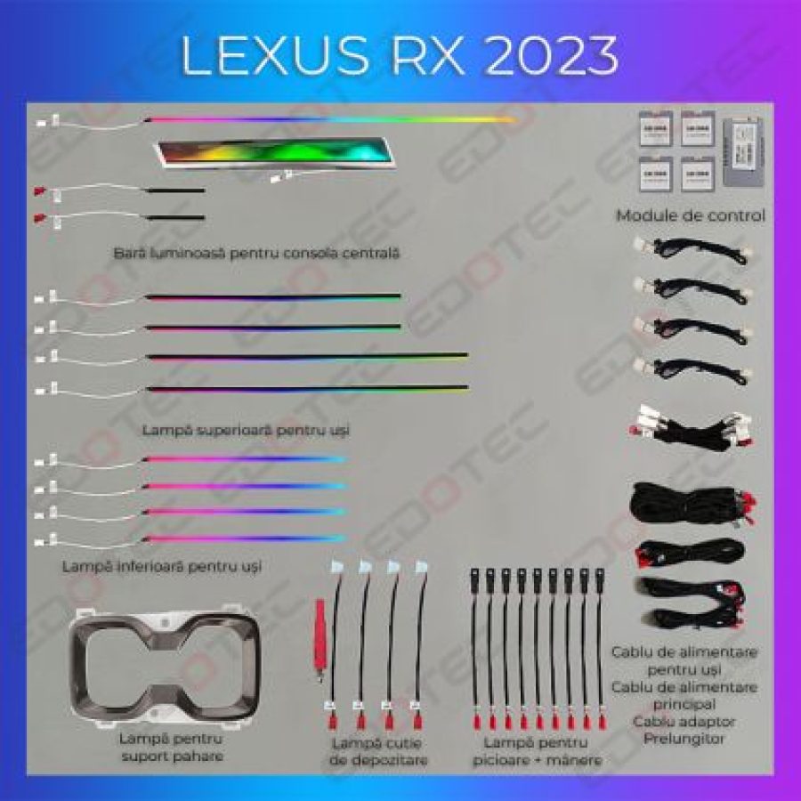 Lumini ambientale Lexus RX 2023 set complet control telefon sau sistem original - imagine 2