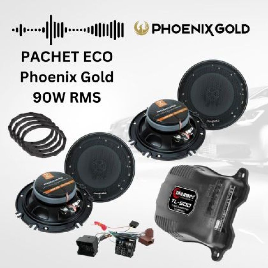 Pachet difuzoare  fata + spate  cu amplificator TL-500, inele si cablaje plug&play pe masina - imagine 3