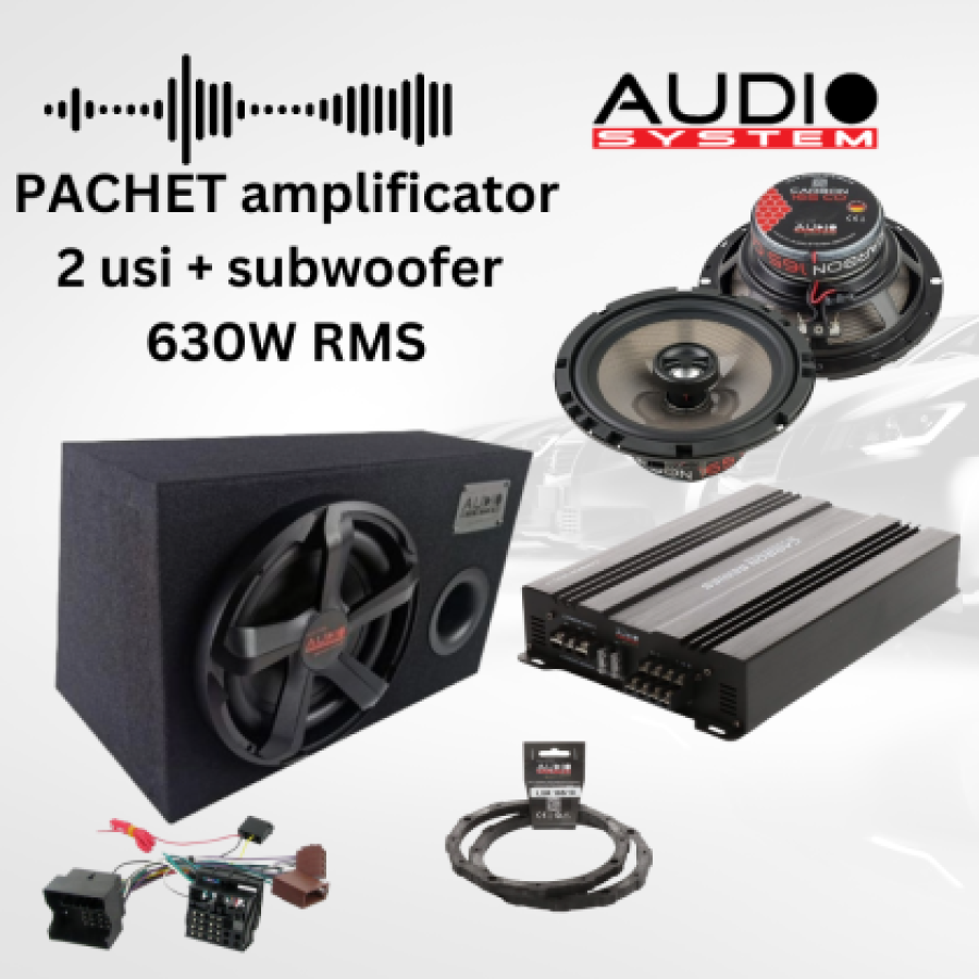 Pachet difuzoare  2 usi cu amplificator Carbon-200.4, inele si cablaje plug&play pe masina - imagine 2