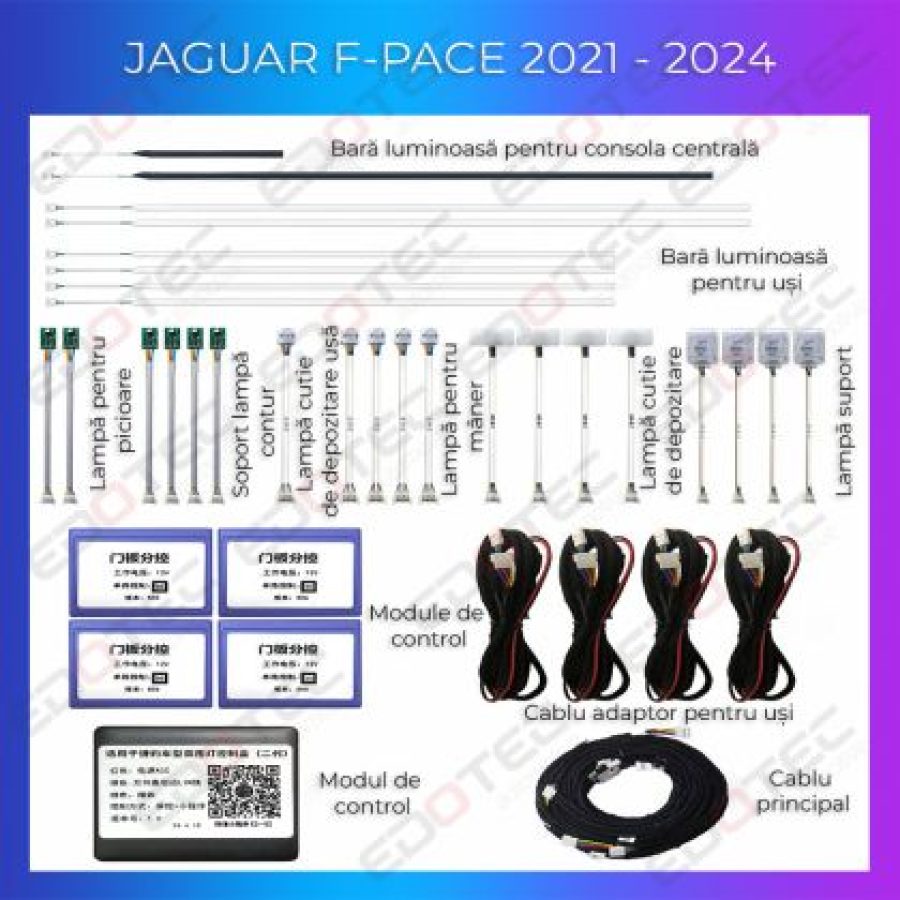 Lumini Ambientale Jaguar F-PACE 2021-2024 set complet control telefon sau sistem original - imagine 2