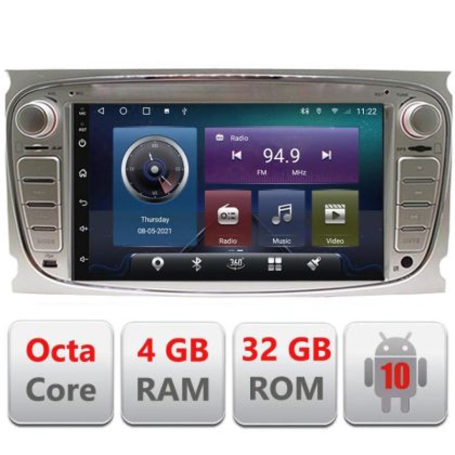 Navigatie Ford Focus/Galaxy/Mondeo/S-max 2008-2011  4+32GB 8Core Android radio gps Internet wifi 4G Carplay - imagine 3