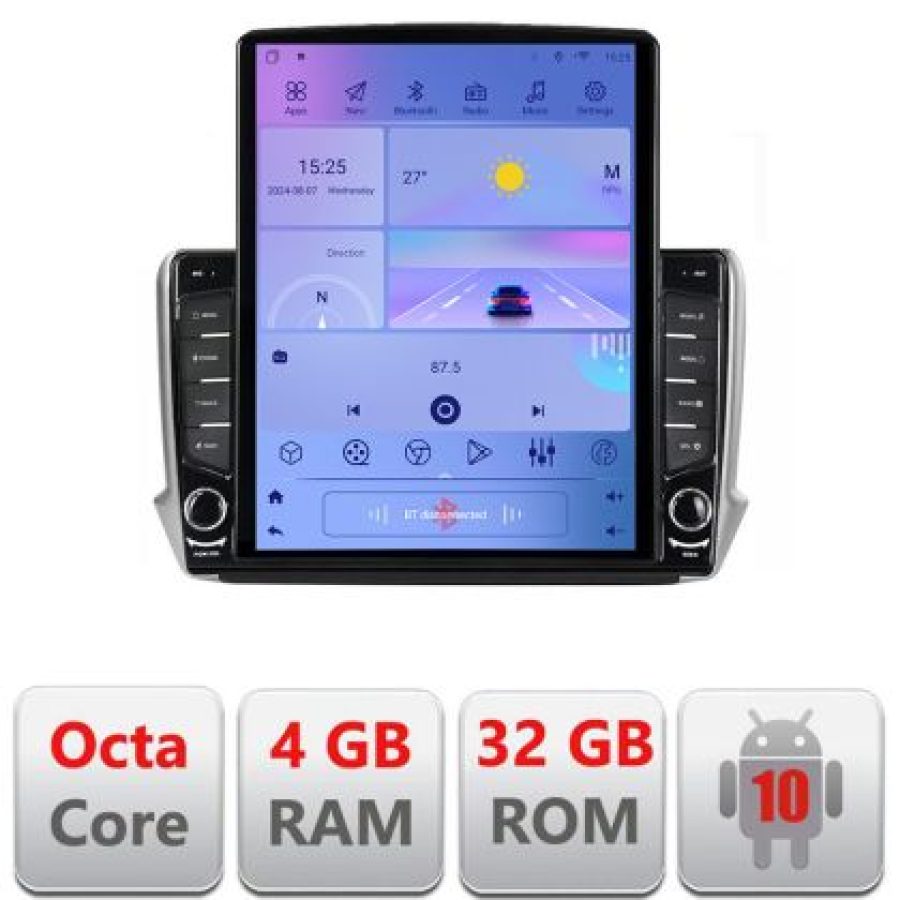 Navigatie Peugeot 208 2008 H-PSA ecran tip TESLA 9.7" cu Android Radio Bluetooth Internet GPS WIFI 4+32GB DSP 4G Octa - imagine 5