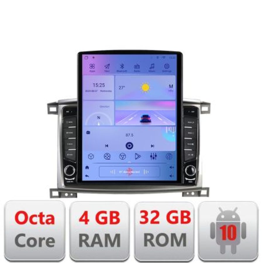 Navigatie Toyota Land Cruiser L100 2002-2008 G-l100 ecran tip TESLA 9.7" cu Android Radio Bluetooth Internet GPS WIFI - imagine 6