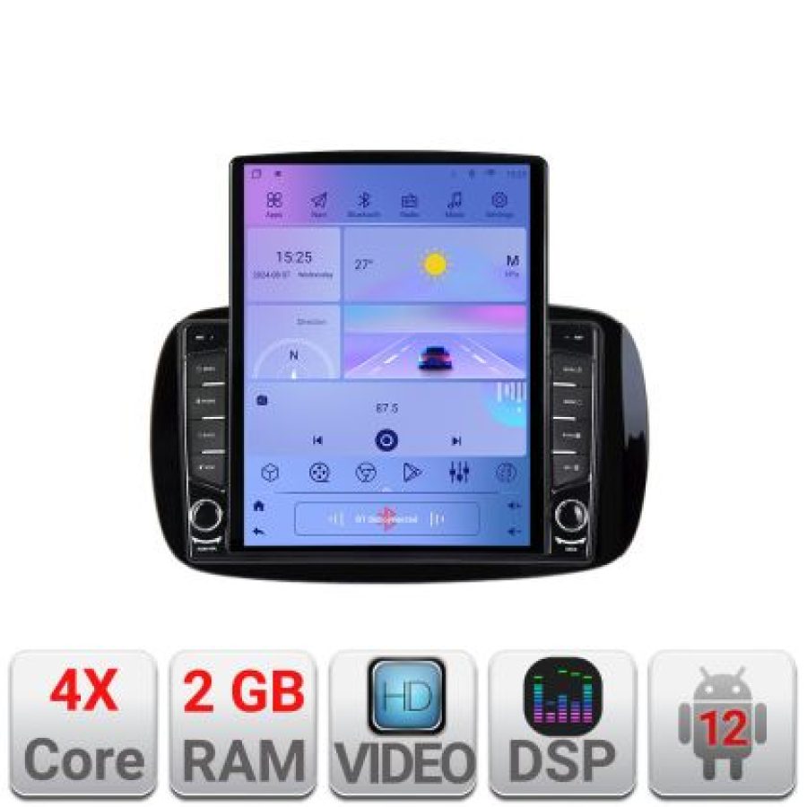 Navigatie Smart For Two 2015- K-Smart15 ecran tip TESLA 9.7" cu Android Radio Bluetooth Internet GPS WIFI 2+32 DSP Qua - imagine 5