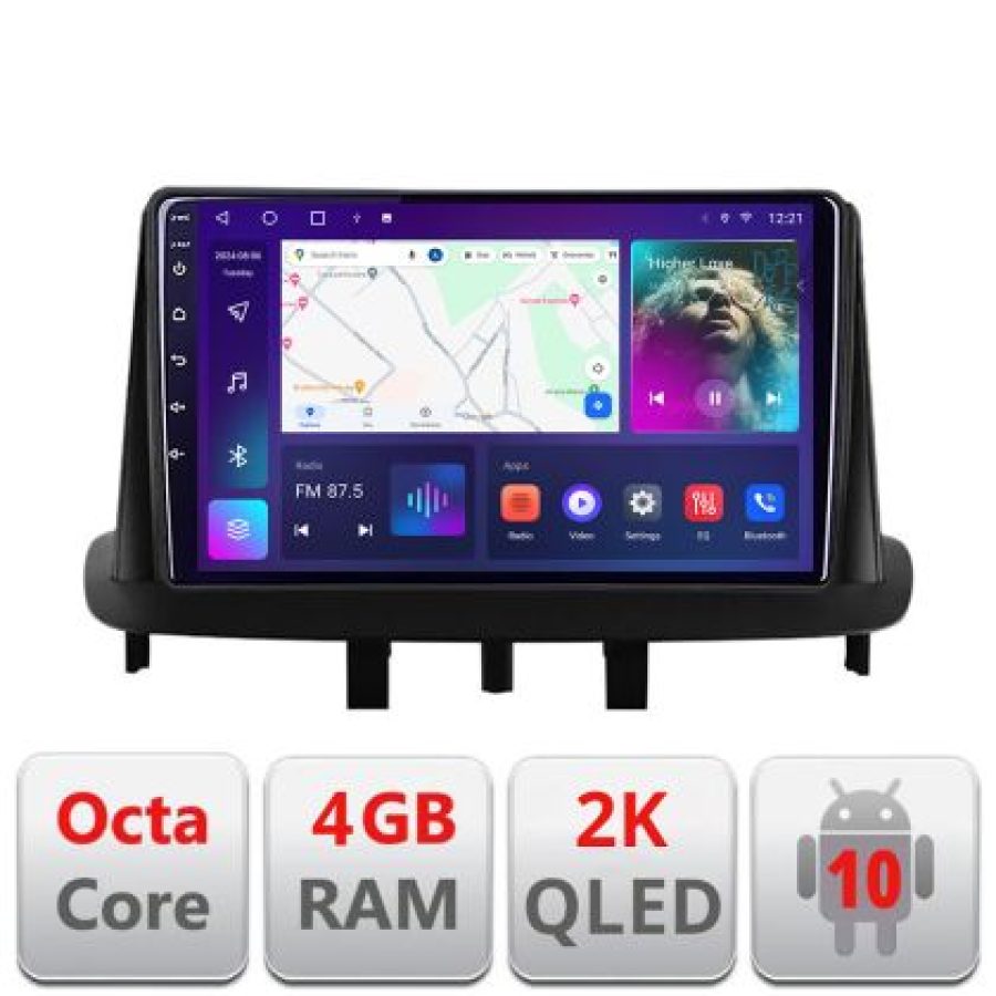 Navigatie Renault Megane 3 Fluence C-145 Android Octa Core Ecran 2K QLED GPS 4G 4+32GB 360 KIT-145+EDT-E409-2K - imagine 4