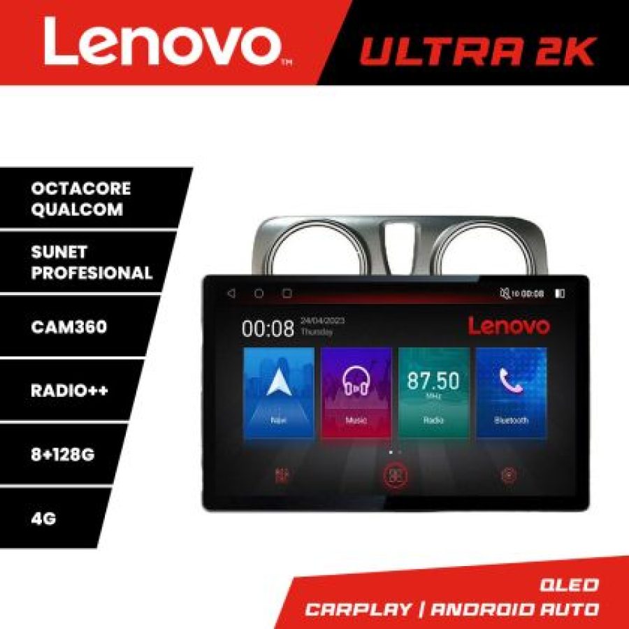 Navigatie Dacia Dokker ecran 13" 2K 8+128 Android Waze USB Navigatie 4G 360 Toslink Youtube Radio kit- - imagine 4