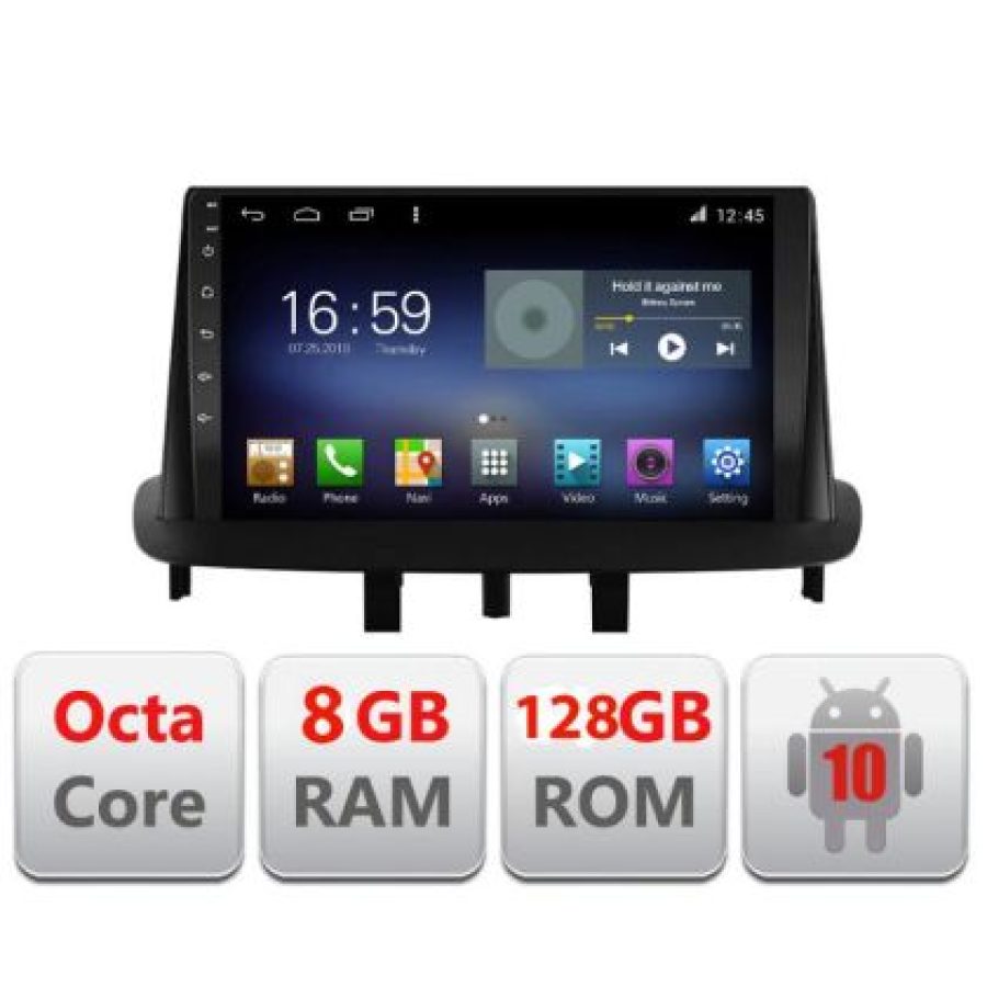 Navigatie Renault Megane 3 Fluence F-145 Octa Core cu Android Radio Bluetooth Internet GPS WIFI DSP 8+128GB 4G - imagine 3