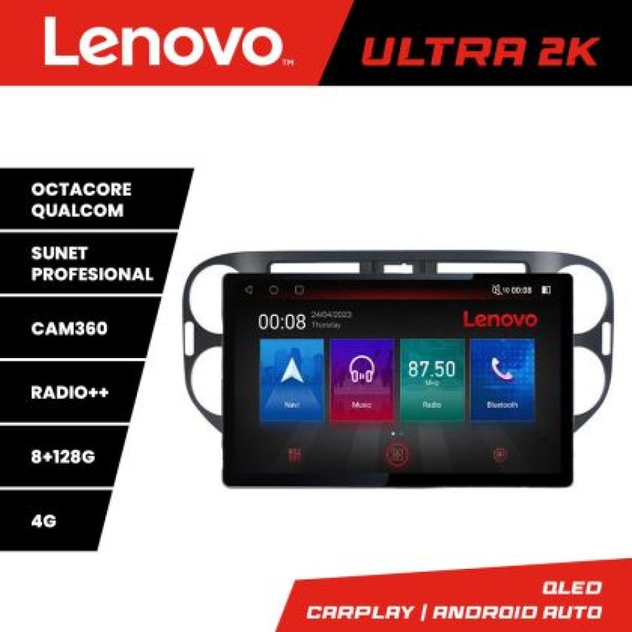 Navigatie VW TIGUAN- 2006-2016 ecran 13" 2K 8+128 Android Waze USB Navigatie 4G 360 Toslink Youtube Radio KIT- - imagine 4