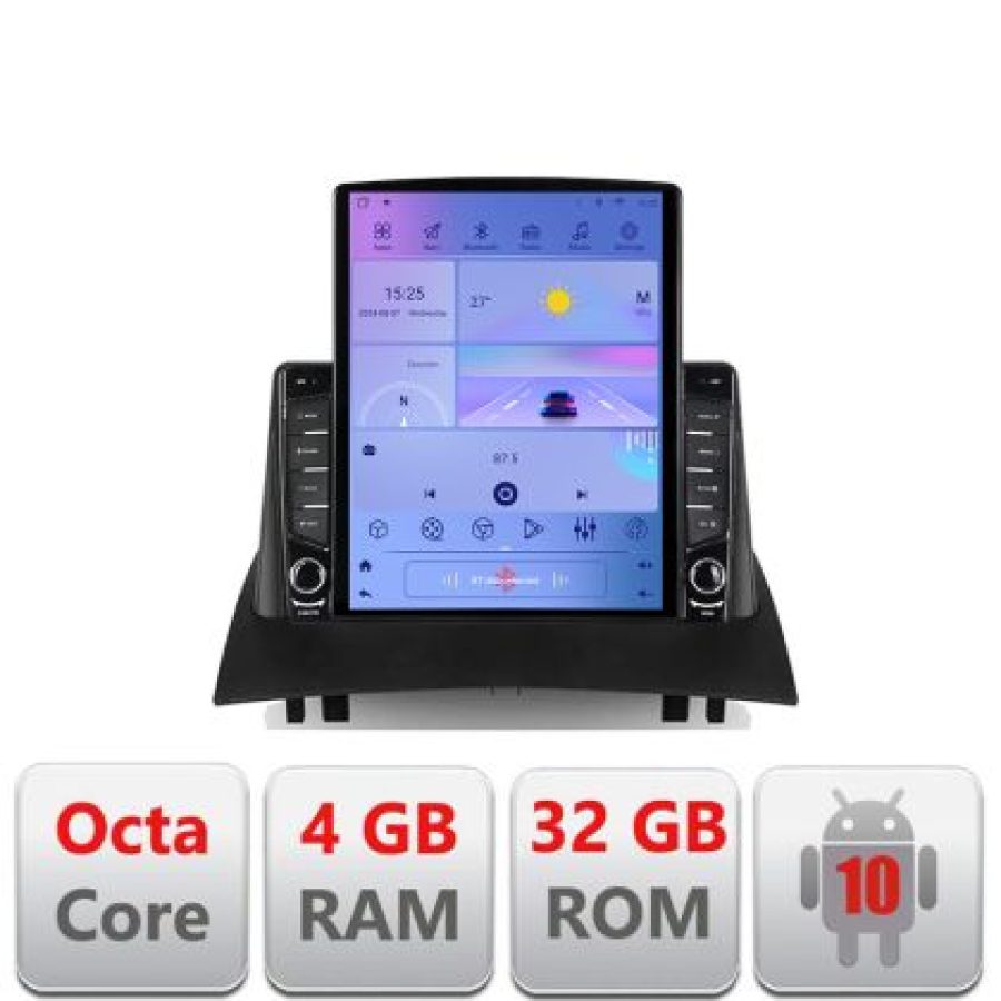 Navigatie Renault Megane 2 G-098 ecran tip TESLA 9.7" cu Android Radio Bluetooth Internet GPS WIFI 4+32GB DSP 4G Octa - imagine 5