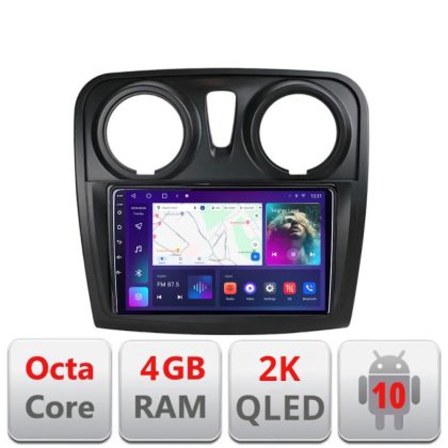 Navigatie Dacia Sandero Logan2012-2020 C-sandero Android Octa Core Ecran 2K QLED GPS 4G 4+32GB 360 kit-sandero+EDT-E409-2K - imagine 4