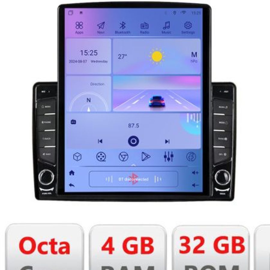 Navigatie universala 2din-2 ecran tip TESLA 9.7" cu Android Radio Bluetooth Internet GPS WIFI 4+32GB DSP 4G O - imagine 5
