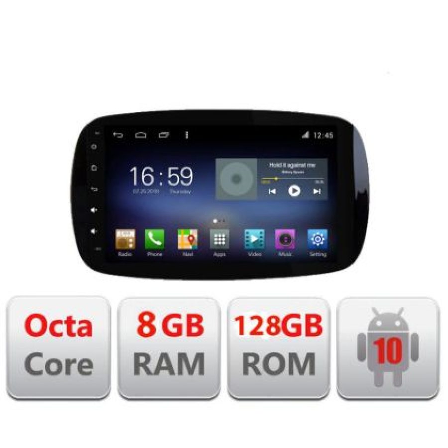 Navigatie Smart For Two 2015- F-Smart15 Octa Core cu Android Radio Bluetooth Internet GPS WIFI DSP 8+128GB 4G - imagine 3