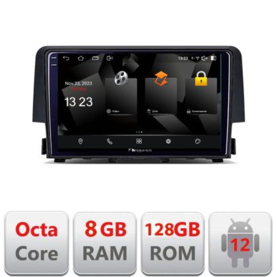 Navigatie Honda Civic 2016-2020 Android Octa Core Qualcomm 2K Qled 8+128 DTS DSP 360 4G Optical - imagine 3