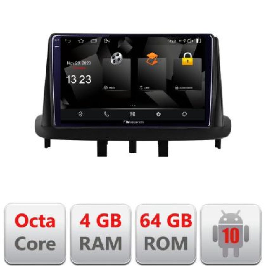 Navigatie Renault Megane 3 5510-145 Android Octa Core 720p 4+64 DSP 360 camera carplay android auto - imagine 3