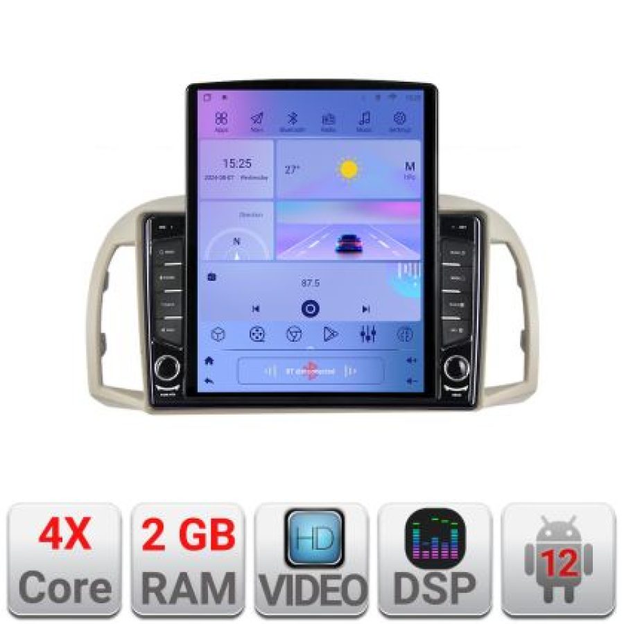 Navigatie Nissan Micra 2002-2010 Android radio gps internet quad core 2+32 ecran vertical 9.7" KIT-micra2003+EDT-E708 - imagine 5