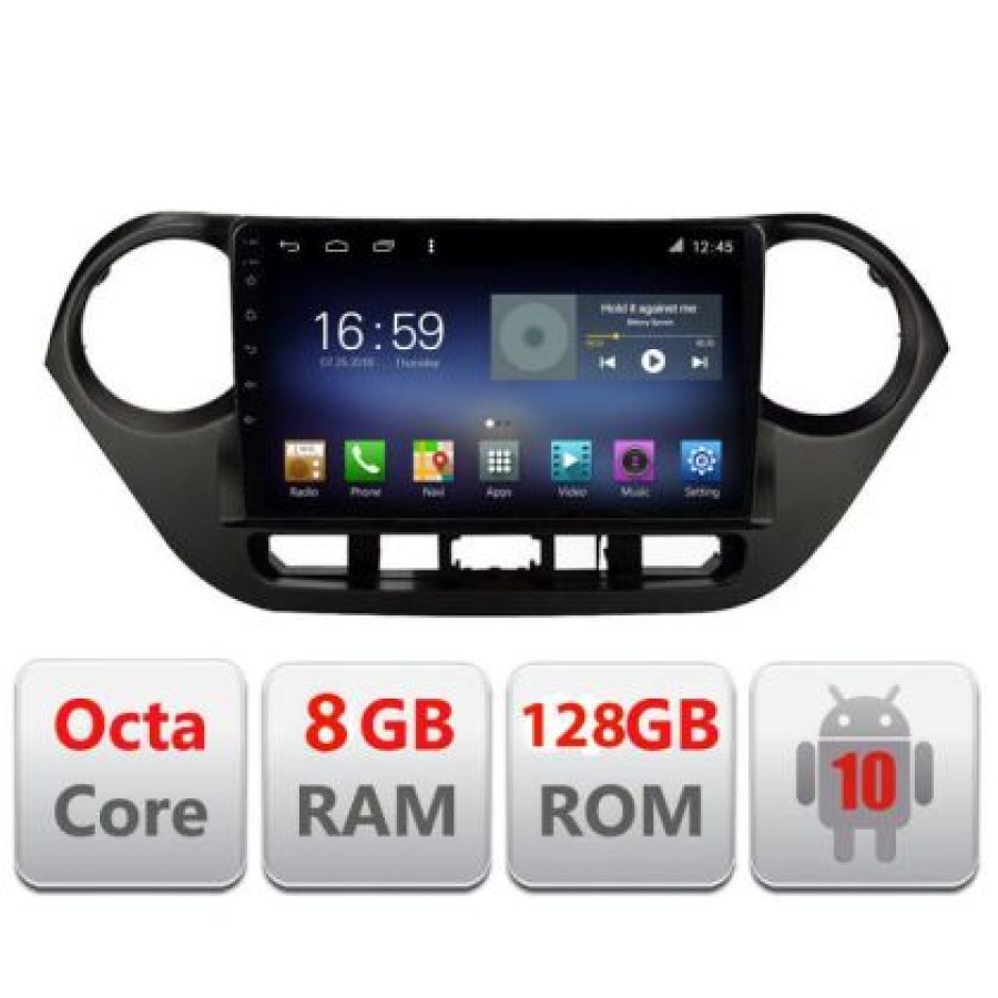 Navigatie HHyundai I10 2013-2019 F-hy38 Octa Core cu Android Radio Bluetooth Internet GPS WIFI DSP 8+128GB 4G - imagine 3