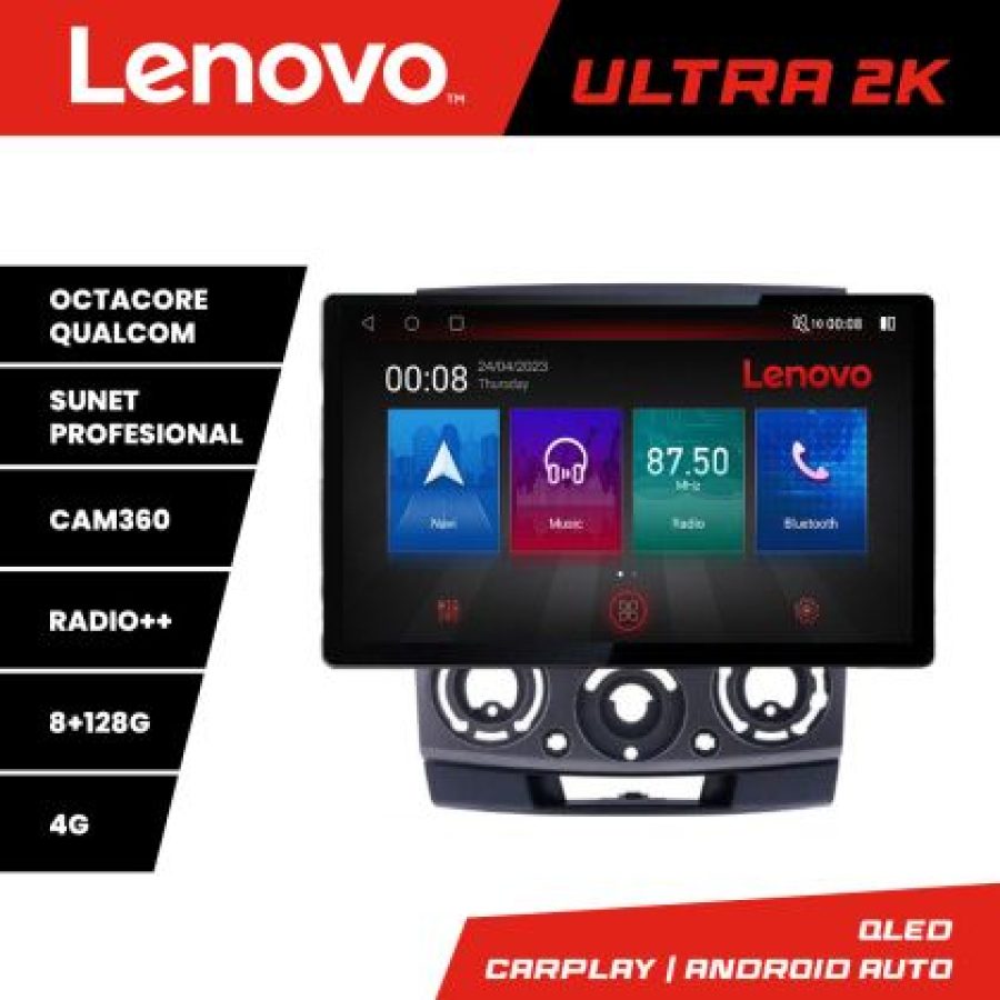 Navigatie Ford Ranger Mazda BT50 2007-2012 N-RANGER ecran 13" 2K 8+128 Android Waze USB Navigatie 4G 360 Toslin - imagine 4