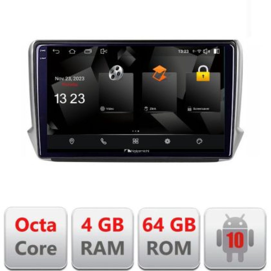 Navigatie Peugeot 208/2008 5510-PSA Android Octa Core 720p 4+64 DSP 360 camera carplay android auto - imagine 3