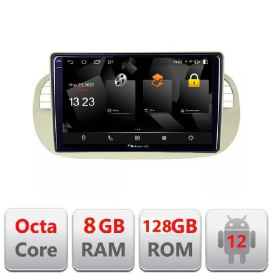 Navigatie Fiat 500 intre anii 2007-2015 Android Octa Core Qualcomm 2K Qled 8+128 DTS DSP 360 4G Optical - imagine 3
