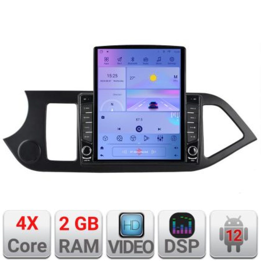 Navigatie Kia Picanto 2011-2015 K-217 ecran tip TESLA 9.7" cu Android Radio Bluetooth Internet GPS WIFI 2+32 DSP Quad - imagine 5