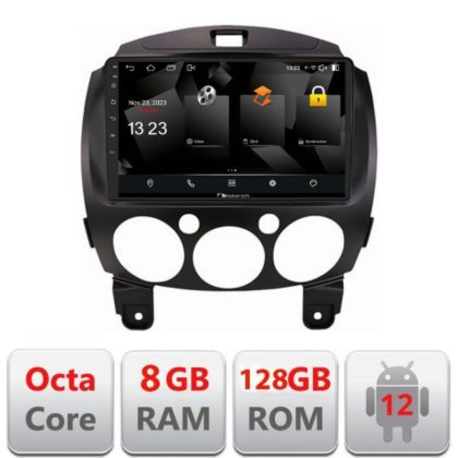 Navigatie Mazda 2 2007-2013 Android radio gps internet quad core 8+128 carplay android auto - imagine 3