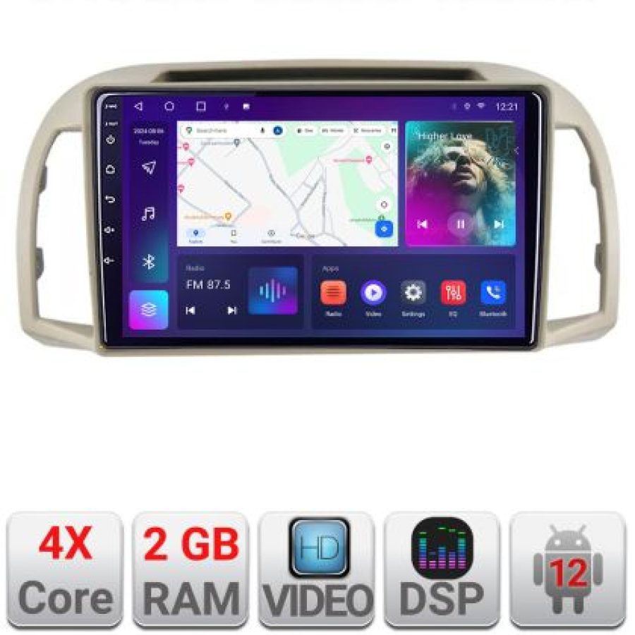 Navigatie Nissan Micra 2002-2010 Android radio gps internet 2+32 KIT-micra2003+EDT-E209 - imagine 4