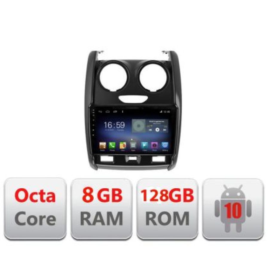 Navigatie DACIA DUSTER 2012-2019 F-157 Octa Core cu Android Radio Bluetooth Internet GPS WIFI DSP 8+128GB 4G - imagine 3