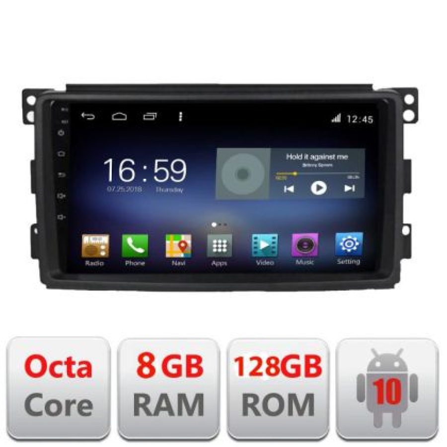 Navigatie Smart 2005-2010 F-Smart05 Octa Core cu Android Radio Bluetooth Internet GPS WIFI DSP 8+128GB 4G - imagine 3